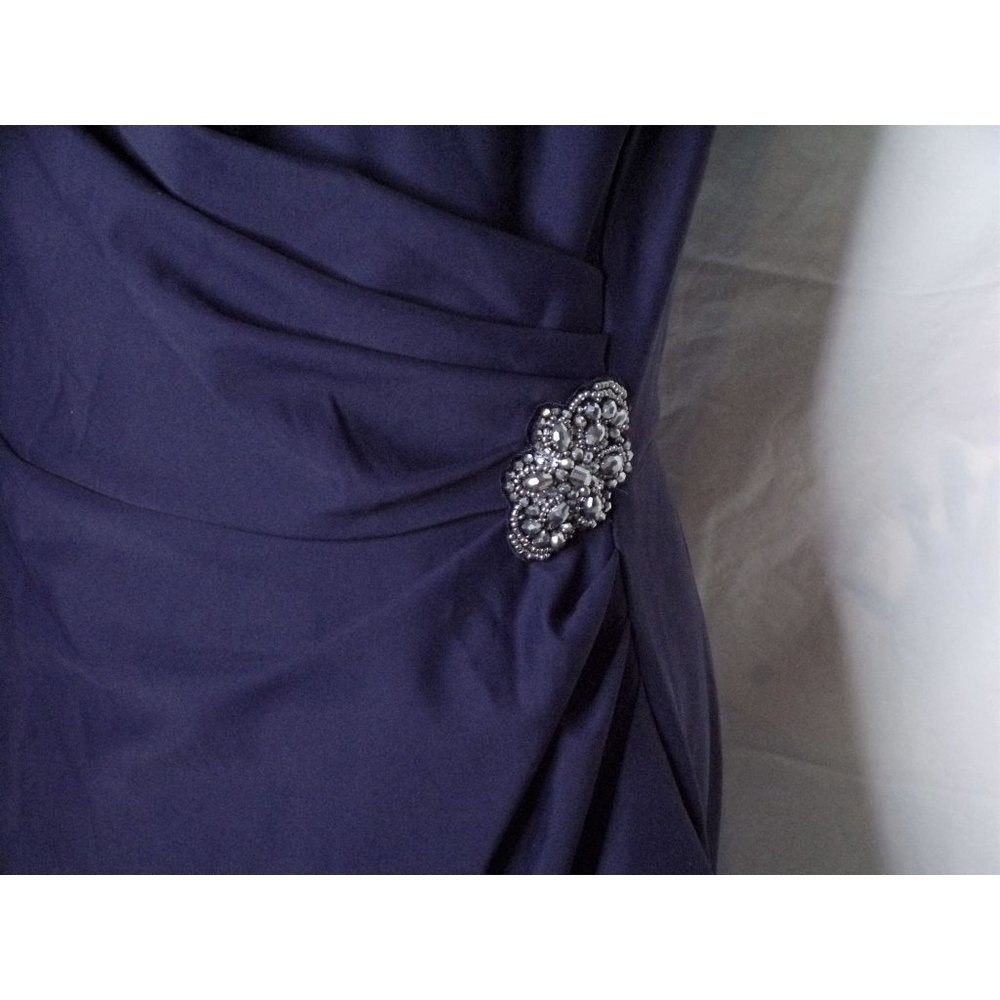 SOLD ALEX EVENINGS Side Ruched Cocktail Dress Navy Blue 14 - Picture 5 of 9